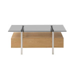 Table basse rectangulaire 110X60 Bois et verre gris