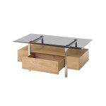 Table basse rectangulaire 110X60 Bois et verre gris