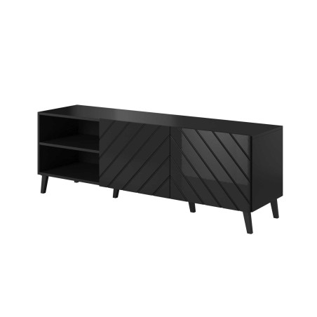 Meuble TV moderne noir laqué 150 cm