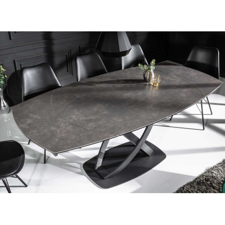 Table céramique ovale extensible anthracite