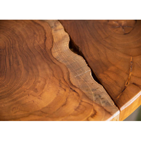 Table basse en bois de  teck massif et métal