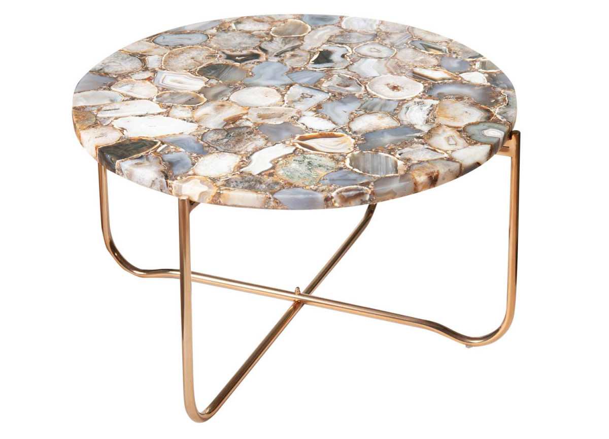 Table basse ronde en pierre d'agate