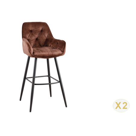 Chaise de bar en velours brun vendu par 2