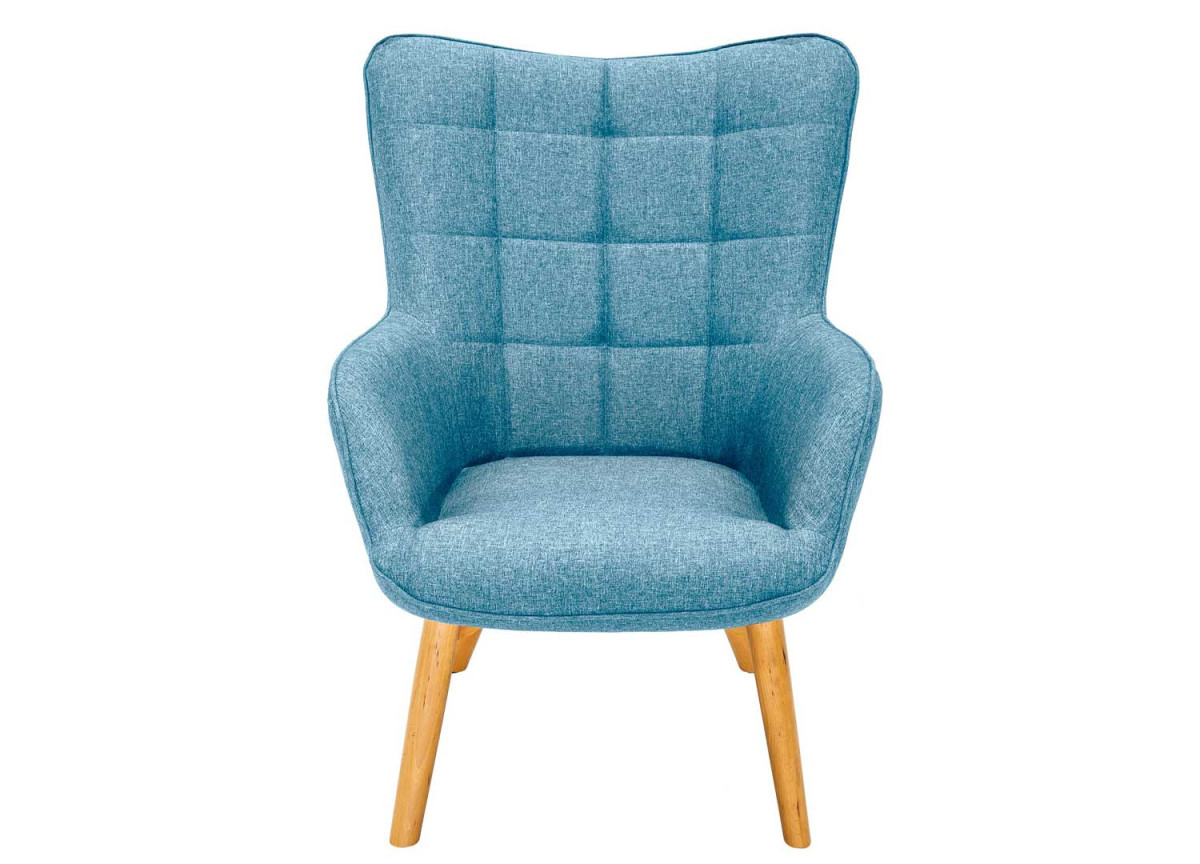 Fauteuil Scandinave design tissu bleu clair