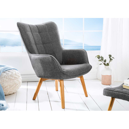 Fauteuil Scandinave design tissu gris