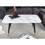 Table basse en verre marbre blanc 110 cm