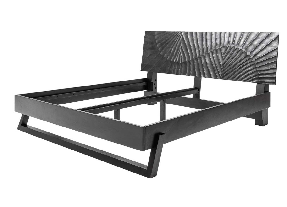 Lit 2 places adulte 180x200 en bois de manguier noir