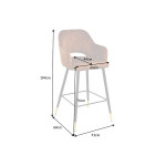 Tabouret de bar confortable en velours jaune moutarde