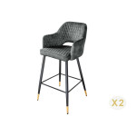 Tabouret de bar confortable en velours gris-vert