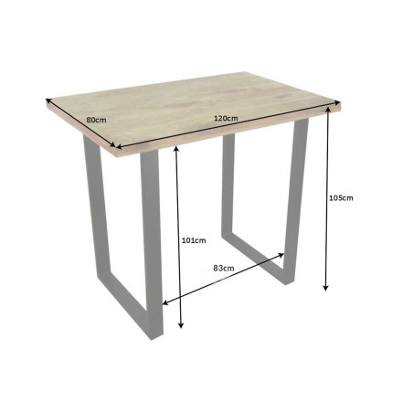 Table haute de bar en bois massif et pied métal