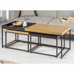 Table basse, une + deux emboîtables chêne et noir