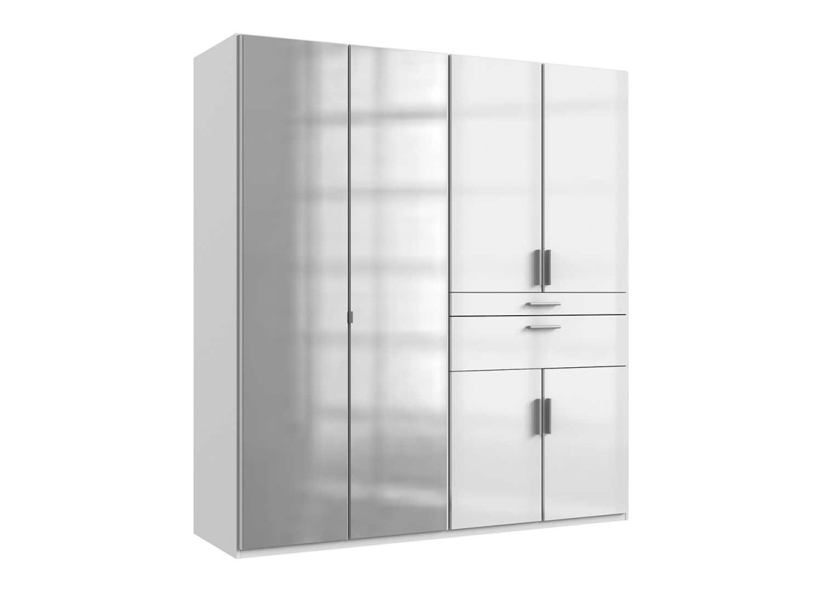 Armoire dressing miroir, rangement et tiroirs