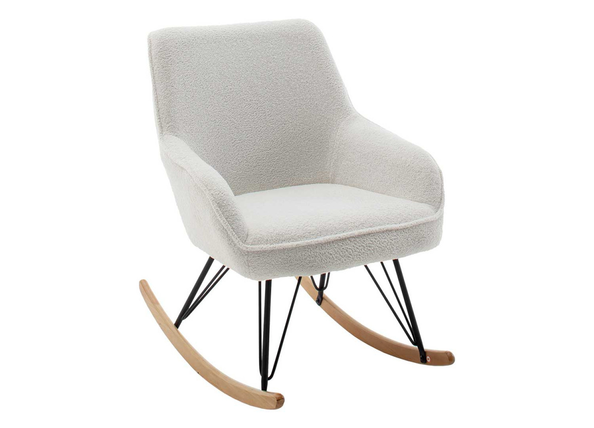 Fauteuil à bascule en tissu blanc