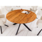 Table ronde en bois d'acacia et pied métal noir 130 cm