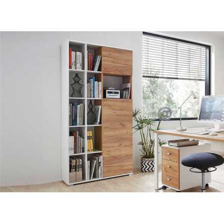 armoire de bureau blanche et bois