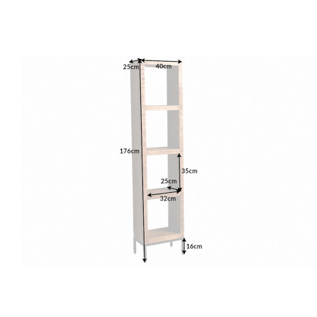 Meuble étagère haute en bois massif 4 casiers