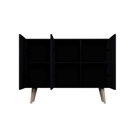 Buffet noir 3 portes 120 cm scandinave pas cher