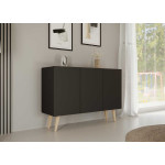 Buffet noir 3 portes 120 cm scandinave pas cher