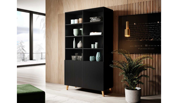 Grand meuble étagère noir design pas cher pour salon