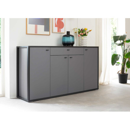 Meuble buffet gris moderne 165 cm