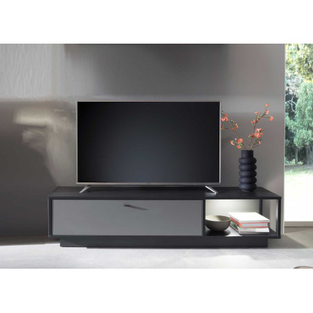 Long meuble TV gris anthracite moderne