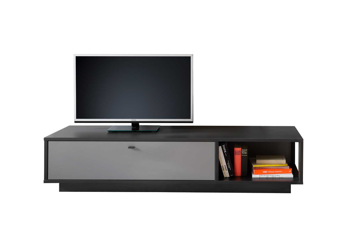 Long meuble TV gris anthracite moderne