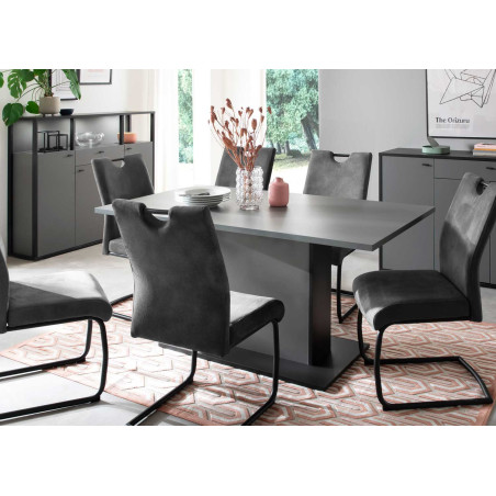 Table de repas grise anthracite moderne 160 cm