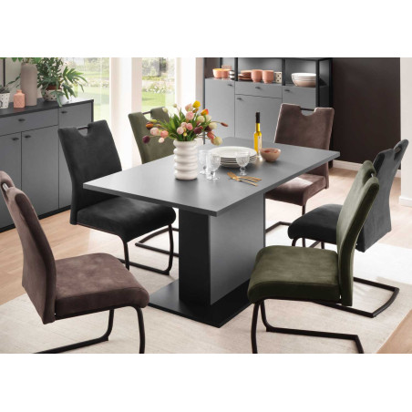 Table de repas grise anthracite moderne 160 cm