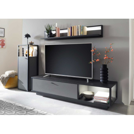 Ensemble TV mural gris anthracite moderne