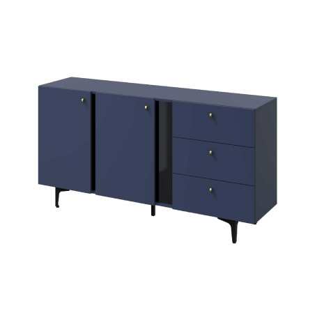 Meuble buffet bleu marine 2 portes 3 tiroirs