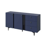 Meuble buffet bleu marine 2 portes 3 tiroirs