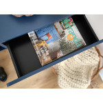 Meuble buffet bleu marine 2 portes 3 tiroirs