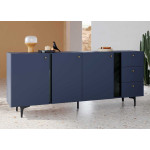 Meuble buffet bleu marine 3 portes 3 tiroirs