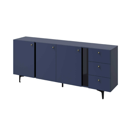 Meuble buffet bleu marine 3 portes 3 tiroirs