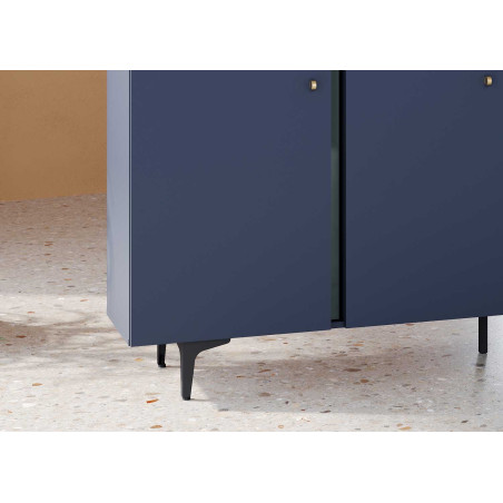 Meuble buffet bleu marine 3 portes 3 tiroirs