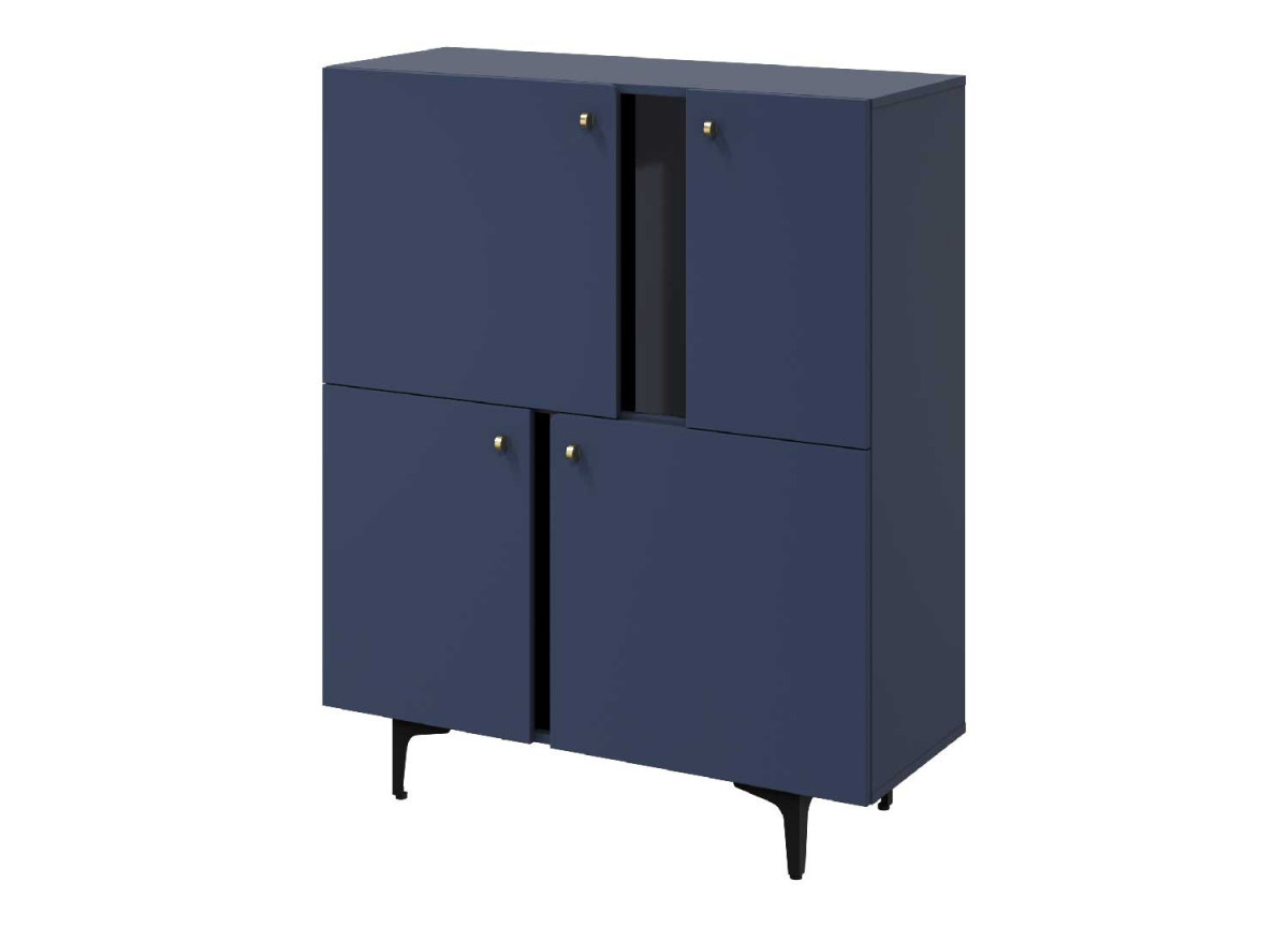 Commode haute bleue marine 4 portes