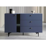 Buffet bleu marine 1 porte 3 tiroirs 138 cm