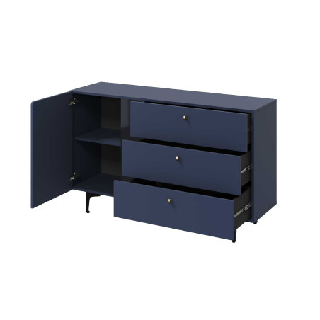 Buffet bleu marine 1 porte 3 tiroirs 138 cm