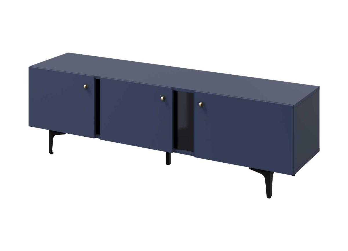 Meuble TV bleu marine 165 cm 3 portes