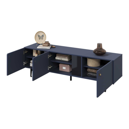 Meuble TV bleu marine 165 cm 3 portes