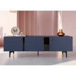 Meuble TV bleu marine 165 cm 3 portes