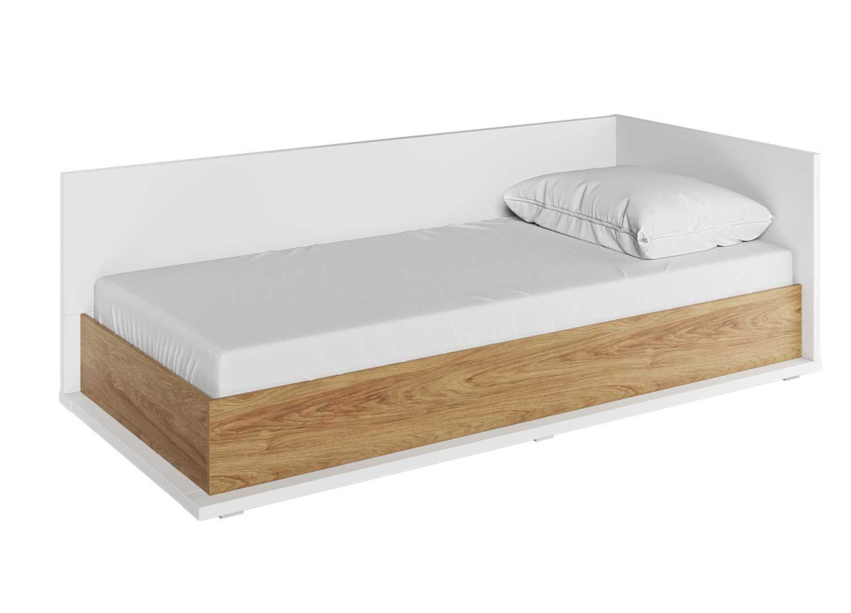 Lit coffre levage à droite 90x200 avec sommier et matelas