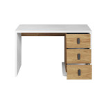 Bureau blanc alpin et décor chêne 3 tiroirs