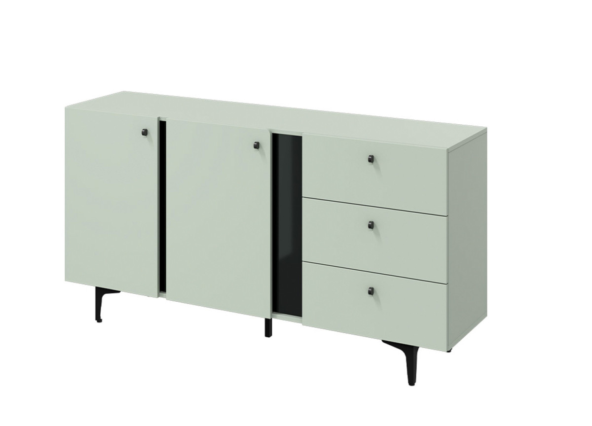 Buffet 2 portes 3 tiroirs coloris vert sauge