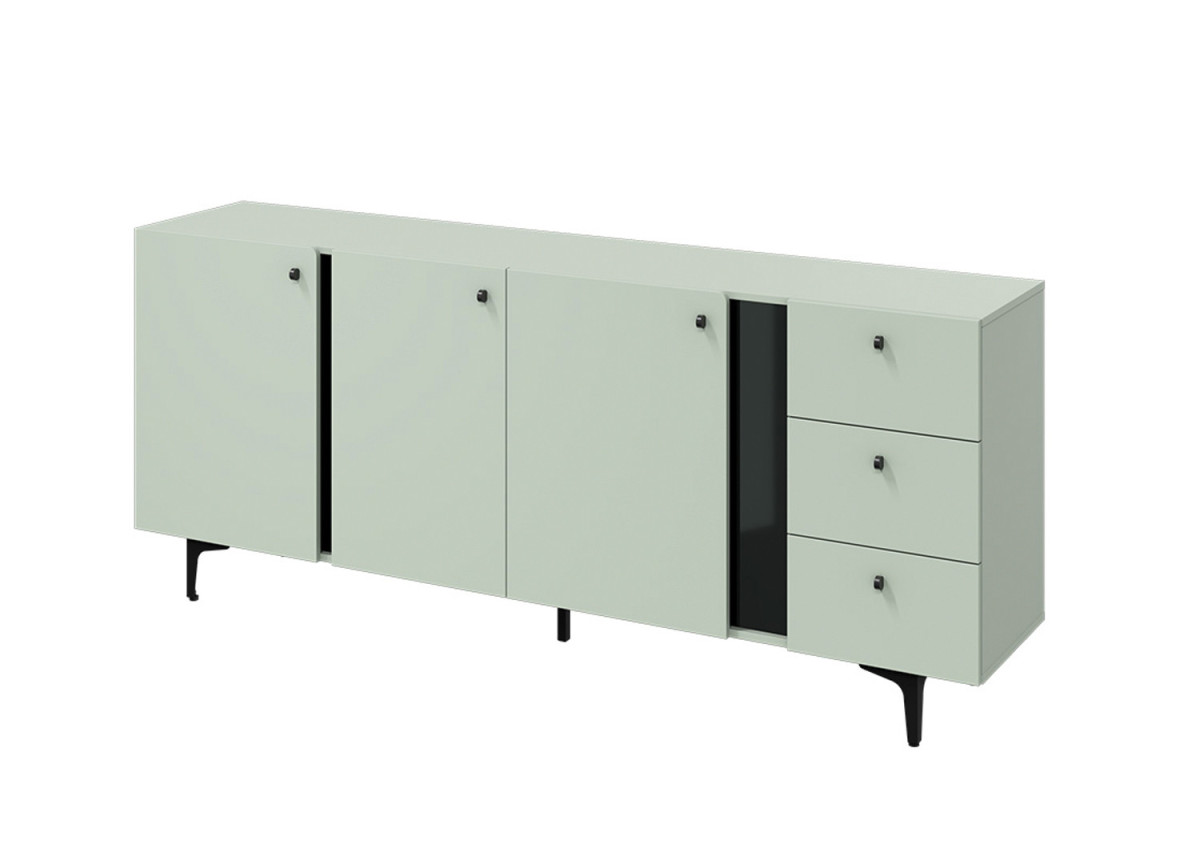 Buffet 3 portes 3 tiroirs coloris vert sauge