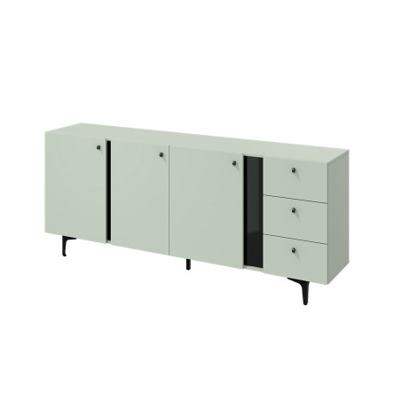 Buffet 3 portes 3 tiroirs coloris vert sauge