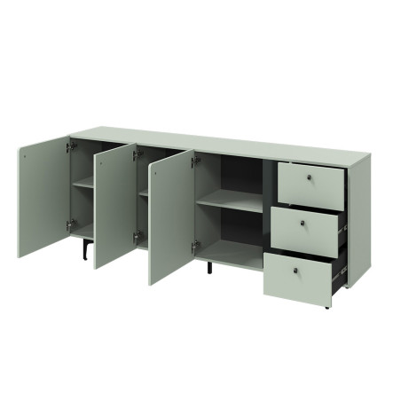 Buffet 3 portes 3 tiroirs coloris vert sauge