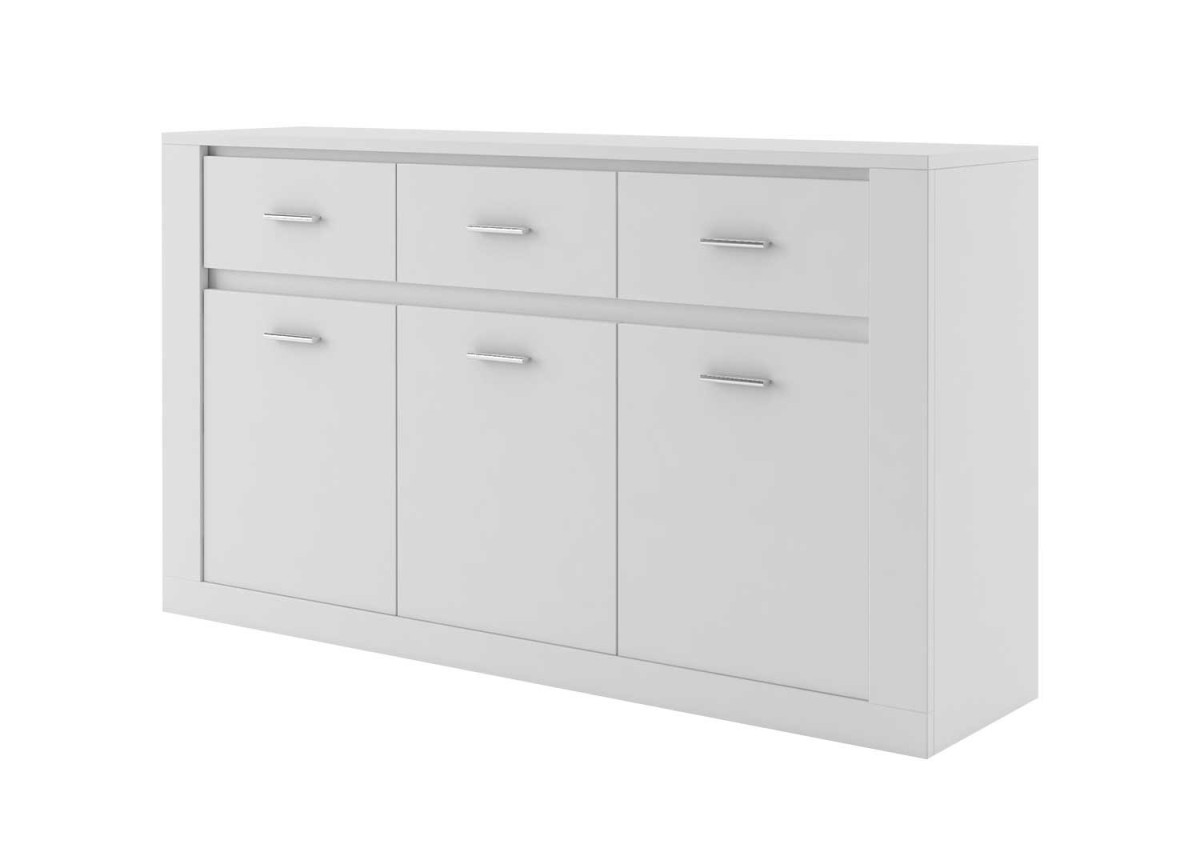 Buffet blanc 3 portes 3 tiroirs 160 cm