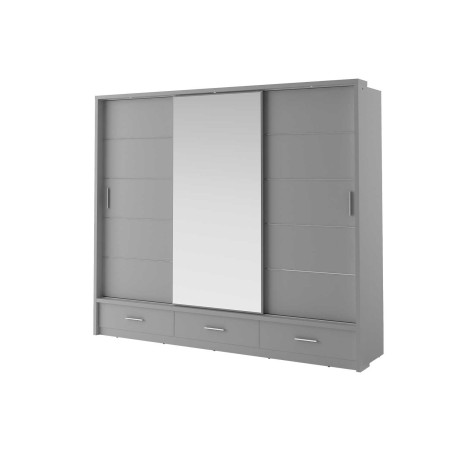 Grande armoire Grise coulissante avec miroir