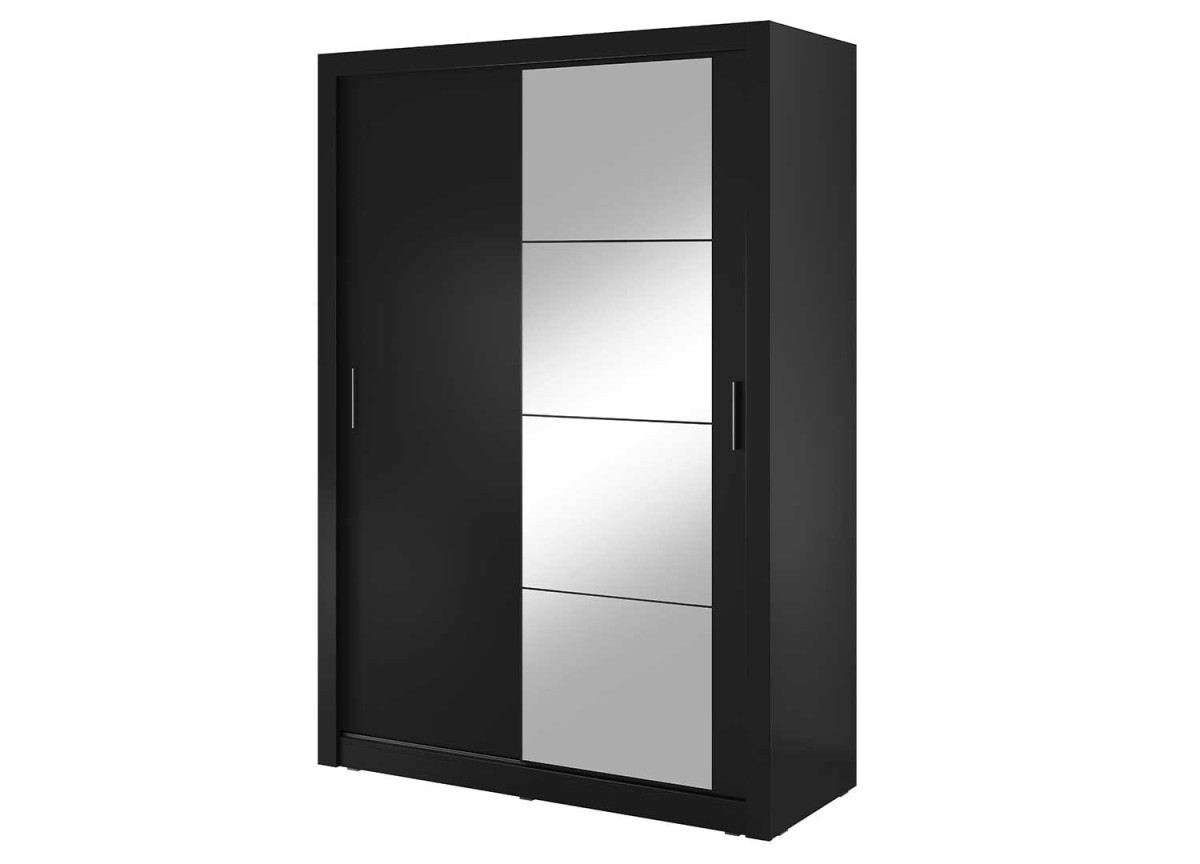 Armoire portes coulissantes noire avec miroir